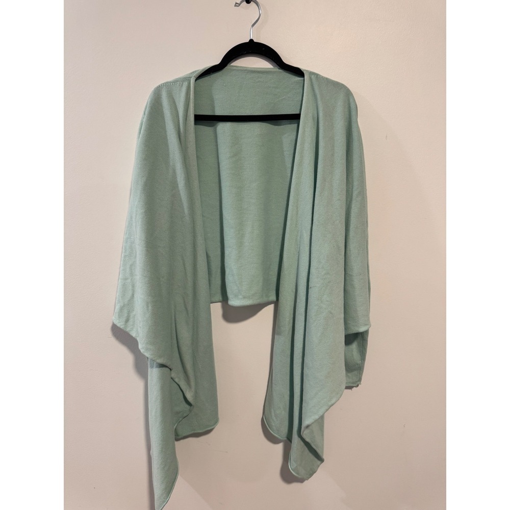 Silk Cashmere Blend Open‎ Front Waterfall Cardigan Mint Green M/L
